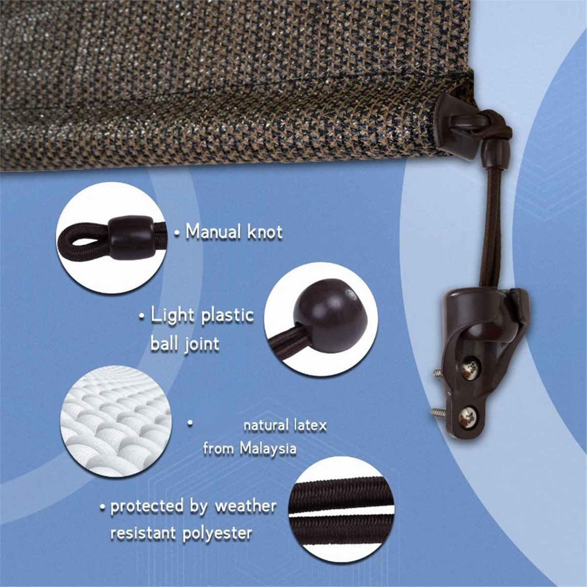 Sun Shading Bungee Kit & End C - đánh giá và giá Outdoor Power Blinds