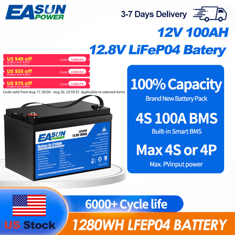EASUN POWER 12V 100Ah LiFePO4  - đánh giá và giá Outdoor Power Inverter