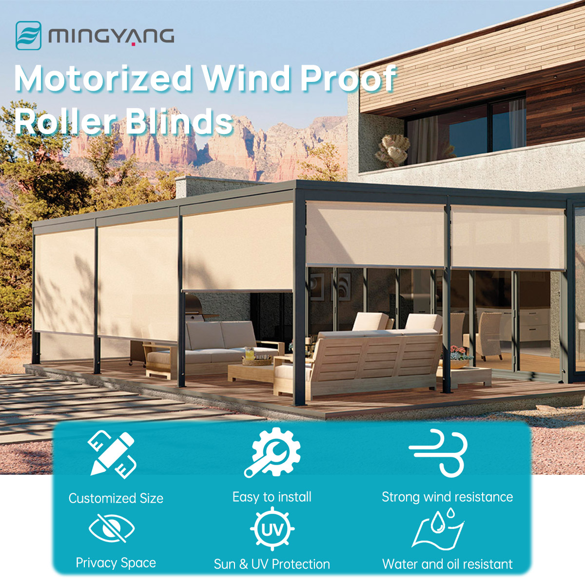 Built-In Waterproof Windproof  - đánh giá và giá Outdoor Power Blinds
